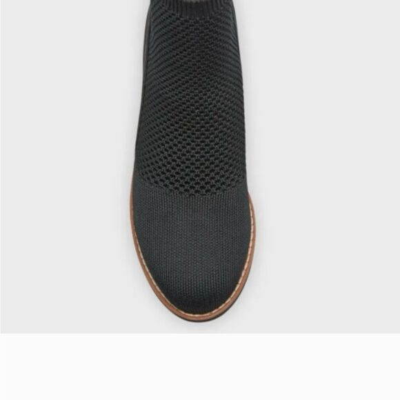 Eileen Fisher Quill Street black wedge bootie. Knit w suede detail. Size 5 NWT - Picture 2 of 8